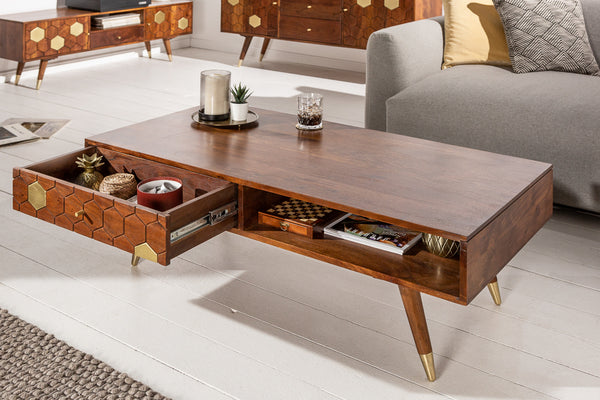 Ows Acacia  Wood Coffee Table In Honey Oak For Living Room Furniture