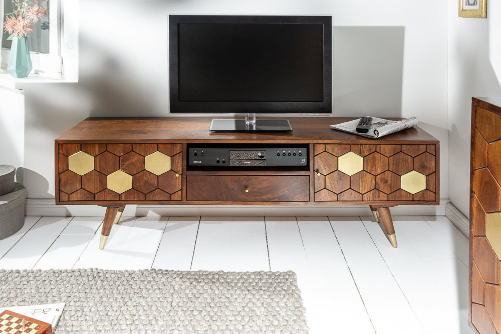 Ows Solid Wood Tv-Unit In Honey Oak For Living Room Furniture