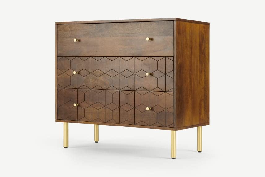 Demiwall Mango Wood Chest Of Drawers In Provincial Teak For Living Room