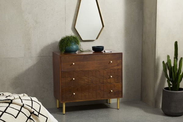 Demiwall Mango Wood Chest Of Drawers In Provincial Teak For Living Room
