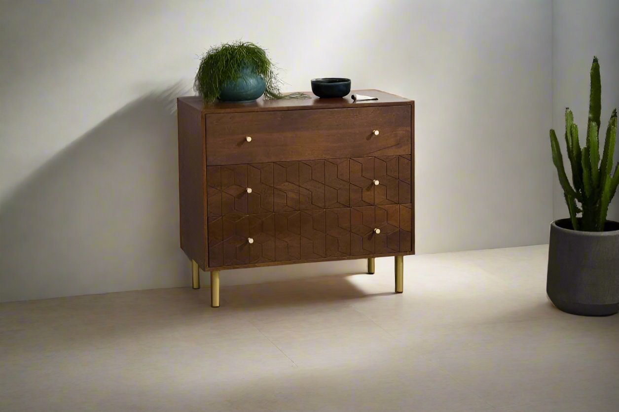 Demiwall Mango Wood Chest Of Drawers In Provincial Teak For Living Room