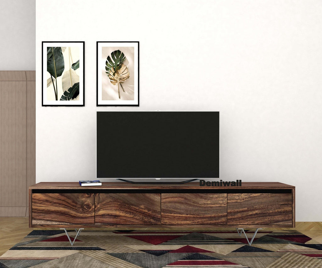 Ezra Sheesham  Wood  4 Drawers Tv-Stand  in Netural & Black Finish For Living Room Furniture