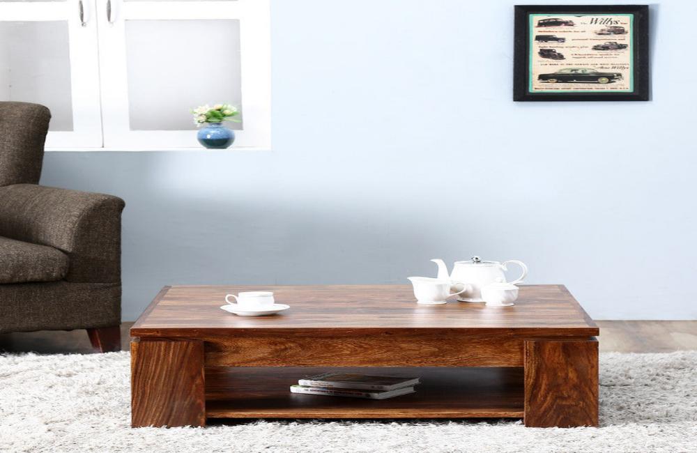 Alex Solid Sheesham Wood Coffee Table In Provincial Finish #014