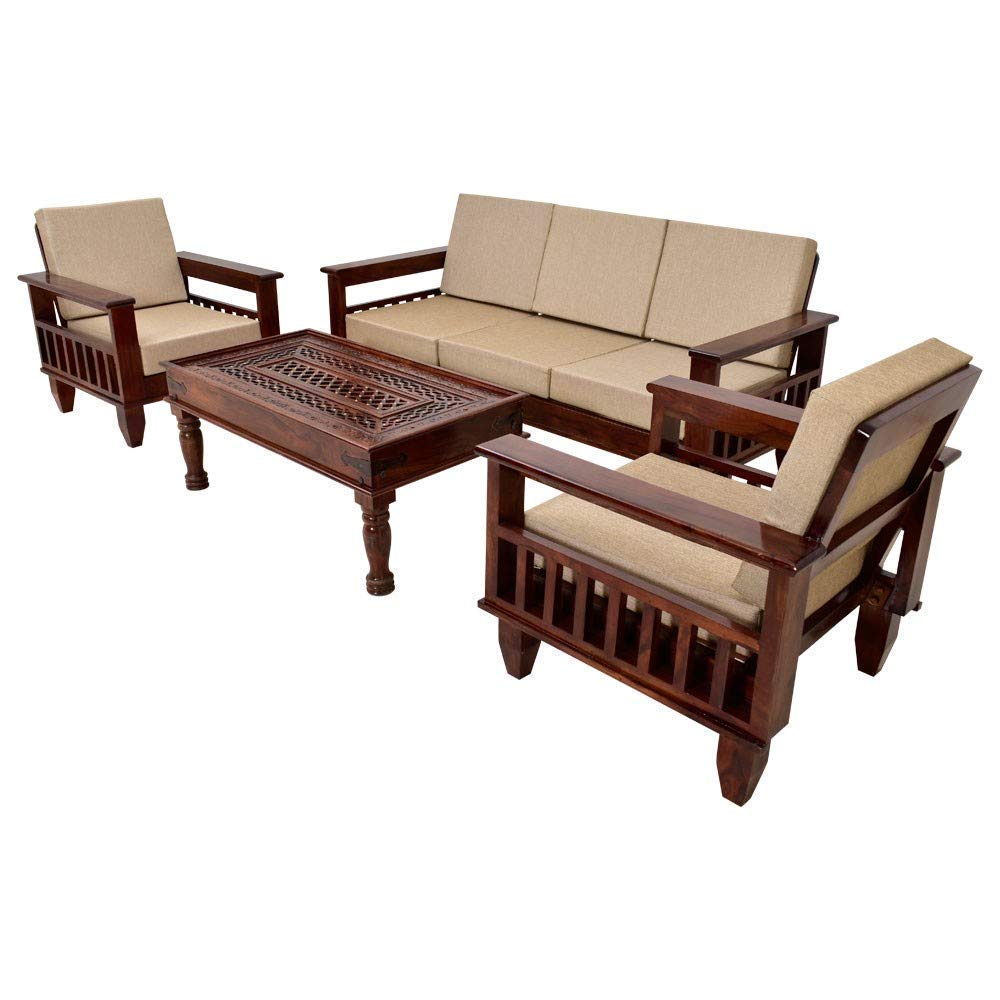 Royal Place Sheesham Wood 5 Seater Sofa Set For Living Room Furniture