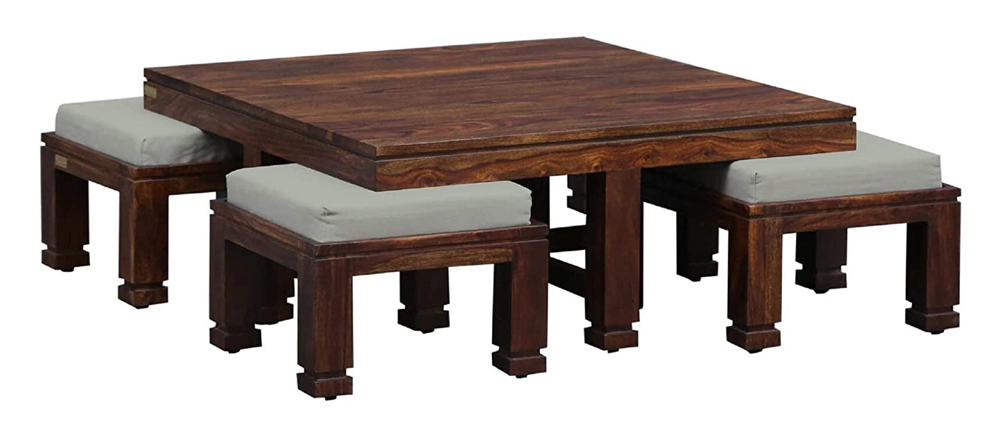 Sagar Solid Sheesham Wood Four Stool Coffee Table