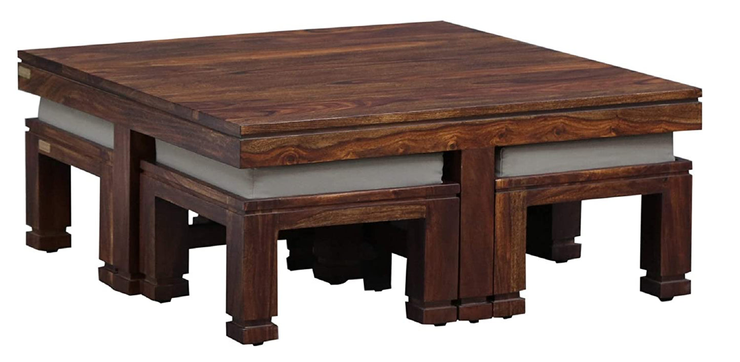 Sagar Solid Sheesham Wood Four Stool Coffee Table