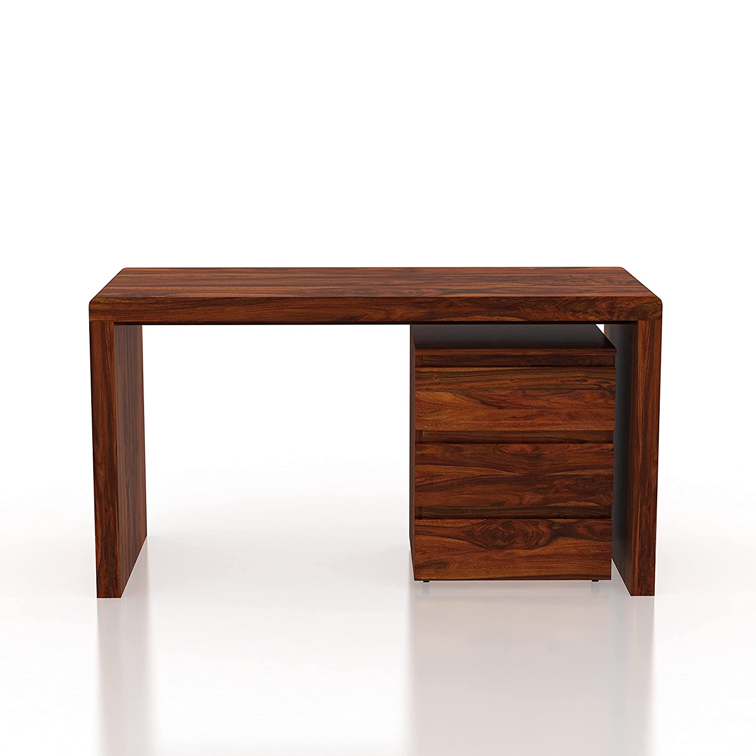 Avain Solid Wood Large Study Table In Natural Teak For Study Room Furn ...