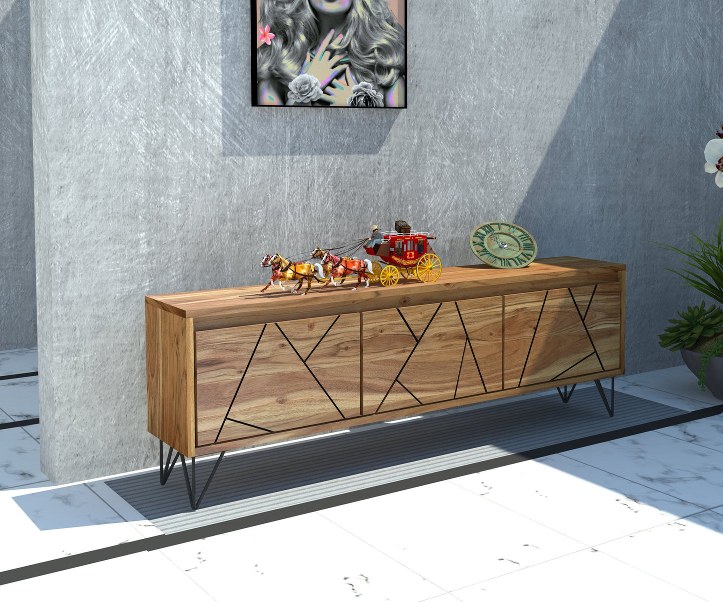 Riwa Sheesham Solid Wood Tv-Unit In Netural Finish