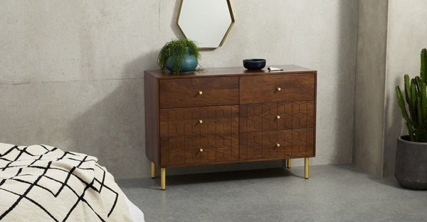Mango Wood Chest Of Drawers In Provincial Teak Finish For Living Room