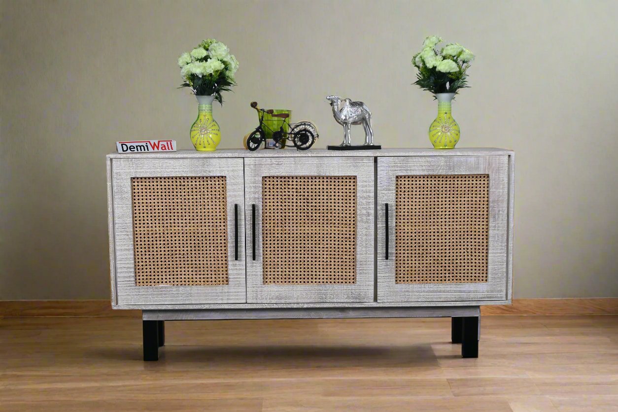 Ken Sideboard with three doors made of solid mango wood