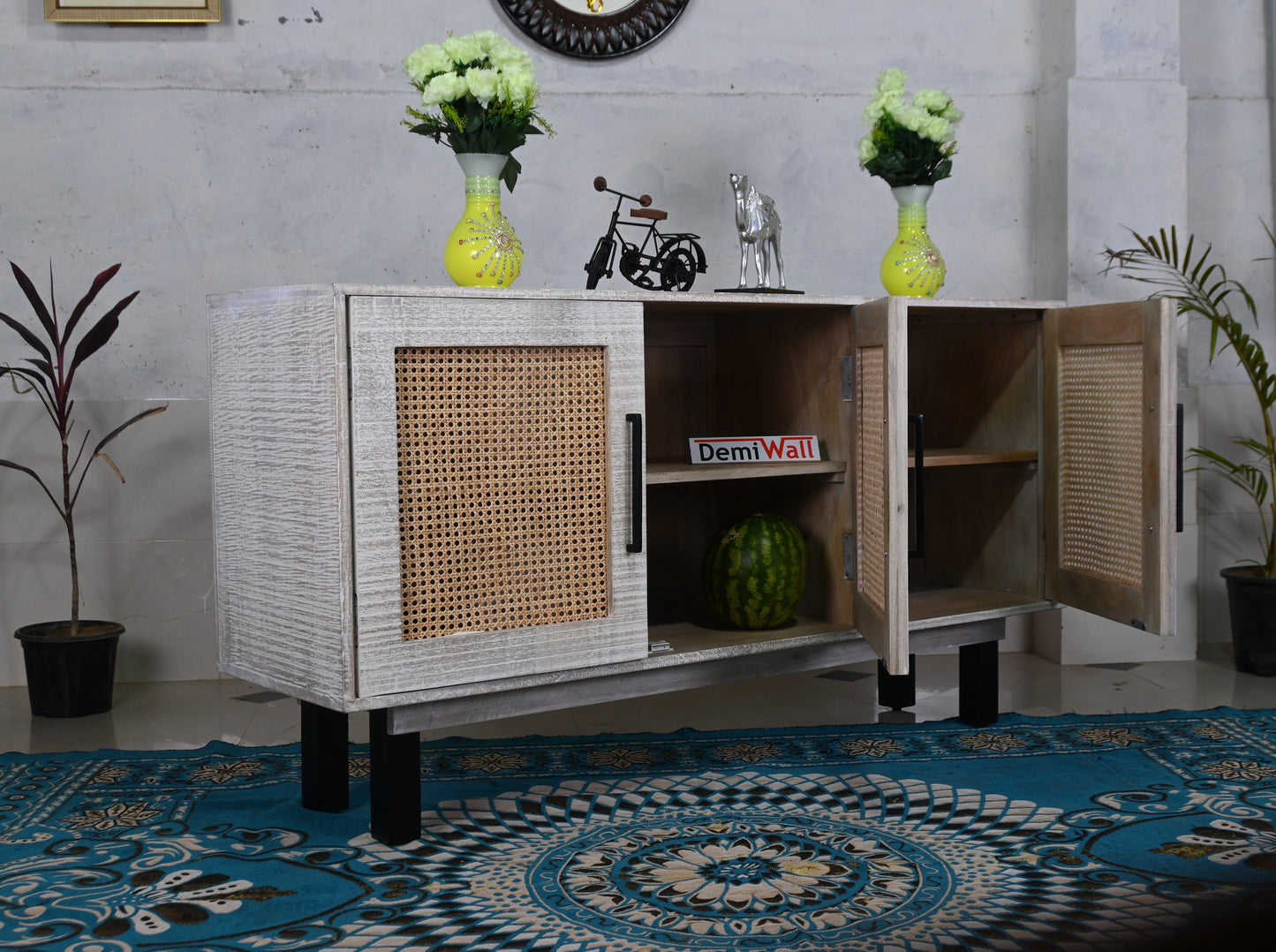 Ken Sideboard with three doors made of solid mango wood