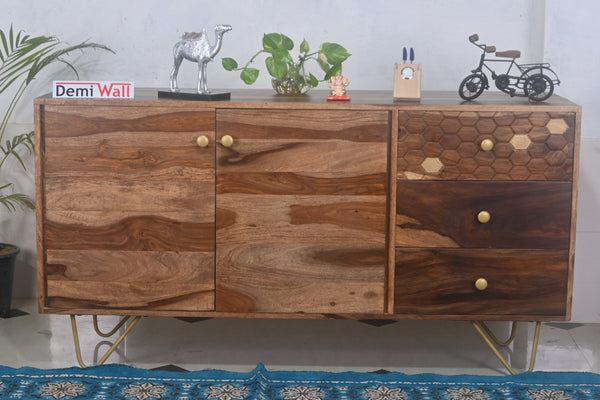 Lija Solid Wood Sideboard In Provincial Teak For Living Room Furniture