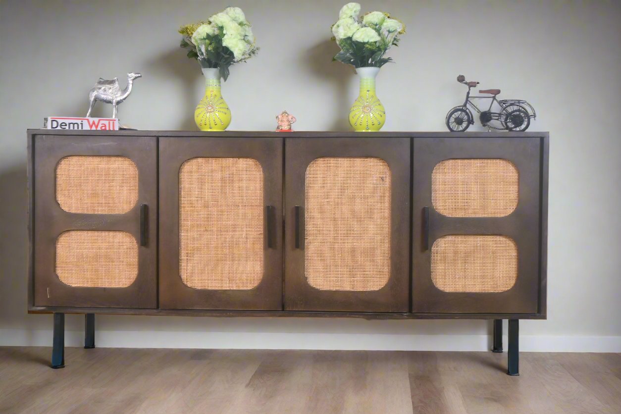 Ken Sideboard with four doors made of solid mango wood and iron