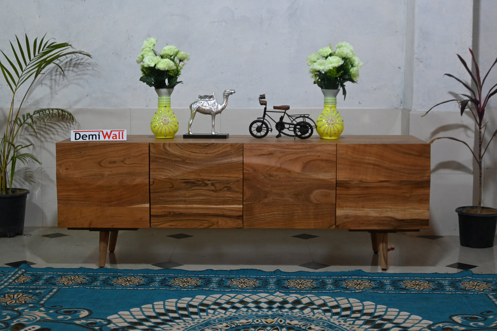 Liam TV unit with for drawers made of solid acacia wood