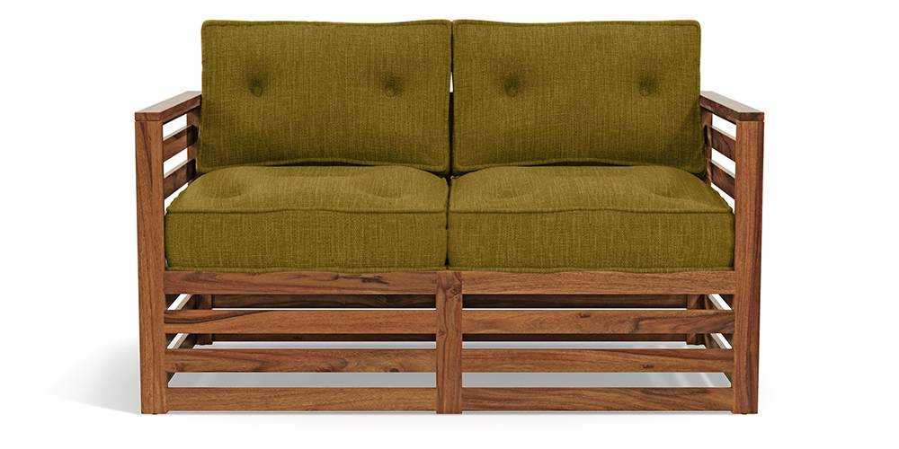 Aspen Sheesham Wood 2 Seater Sofa Set In Natural Teak For Living Room Furniture