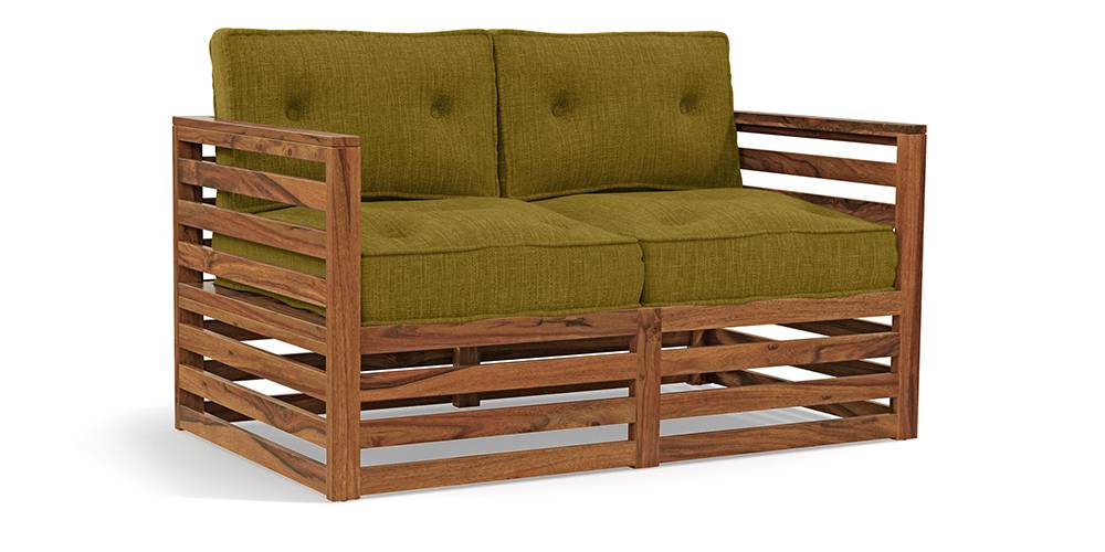 Aspen Sheesham Wood 2 Seater Sofa Set In Natural Teak For Living Room Furniture