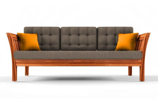 Alex Solid  Sheesham Wood 3 Seater Sofa Set In Natural Teak For Living Room Furniture