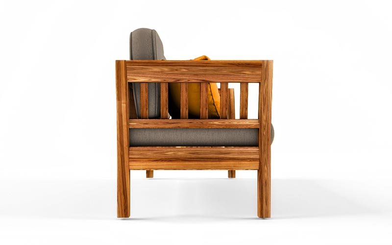 Alex Solid  Sheesham Wood 2 Seater Sofa Set In Natural Teak For Living Room Furniture