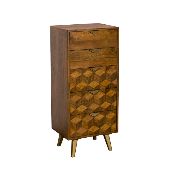 Leon Solid Wood Chest Of Drawers In Natural Finish For Living Room Furniture