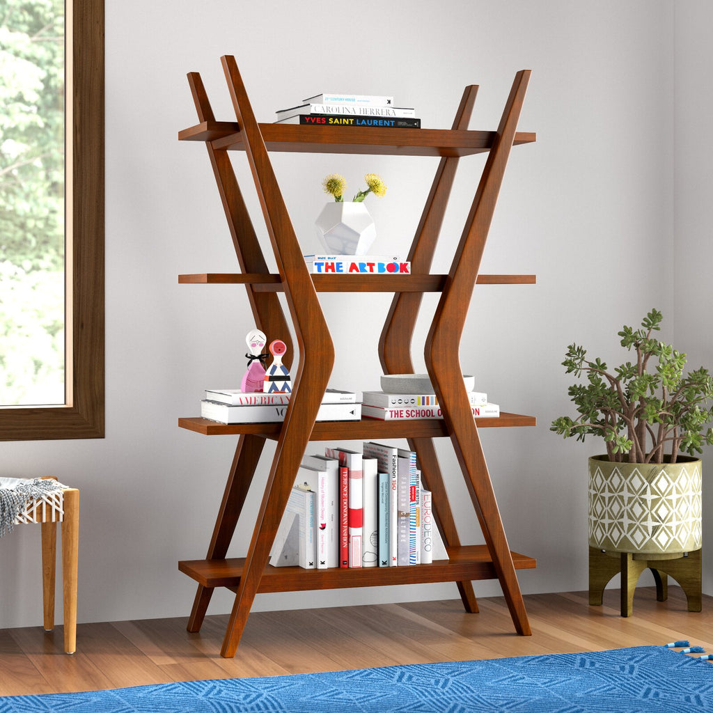 Bhumi Solid Wood Bookcase In Provincial Teak Finish