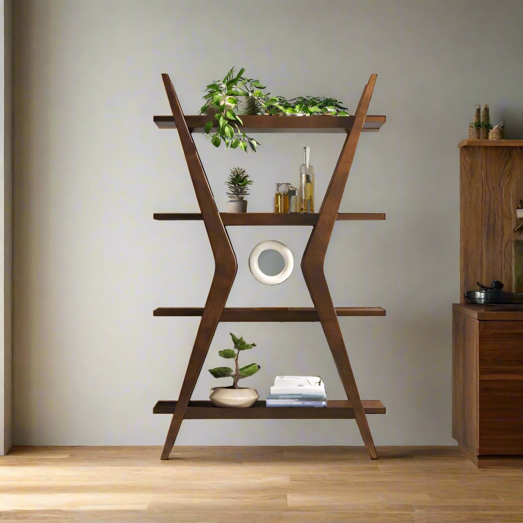 Bhumi Solid Wood Bookcase In Provincial Teak Finish