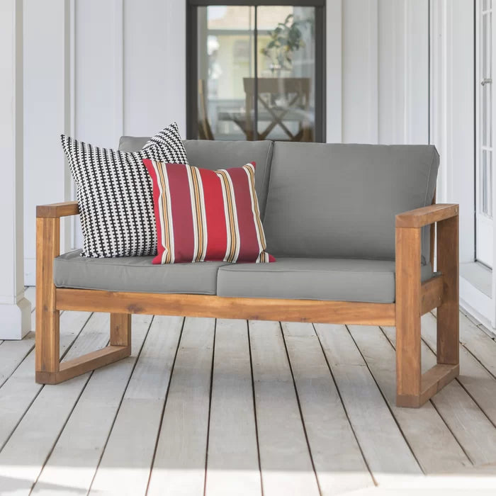 Solid Wood 2 Seater Sofa In Natural Finish For Living Room Furniture