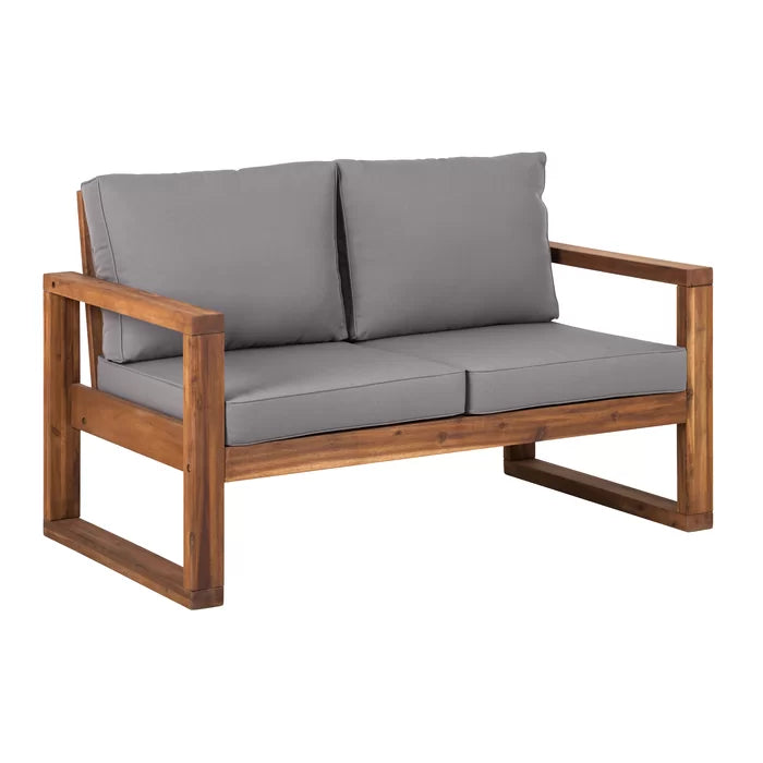 Solid Wood 2 Seater Sofa In Natural Finish For Living Room Furniture