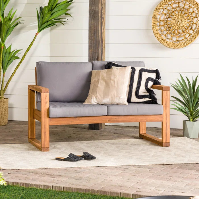 Solid Wood 2 Seater Sofa In Natural Finish For Living Room Furniture