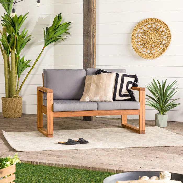 Solid Wood 2 Seater Sofa In Natural Finish For Living Room Furniture