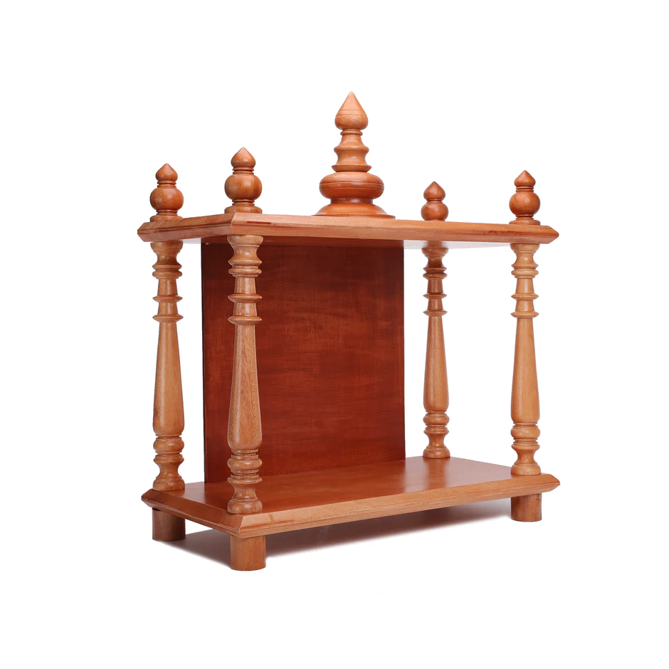 Demiwall Mango Wood Pooja Mandir | Temples for Puja Room In Natural Finish & Provincial Teak