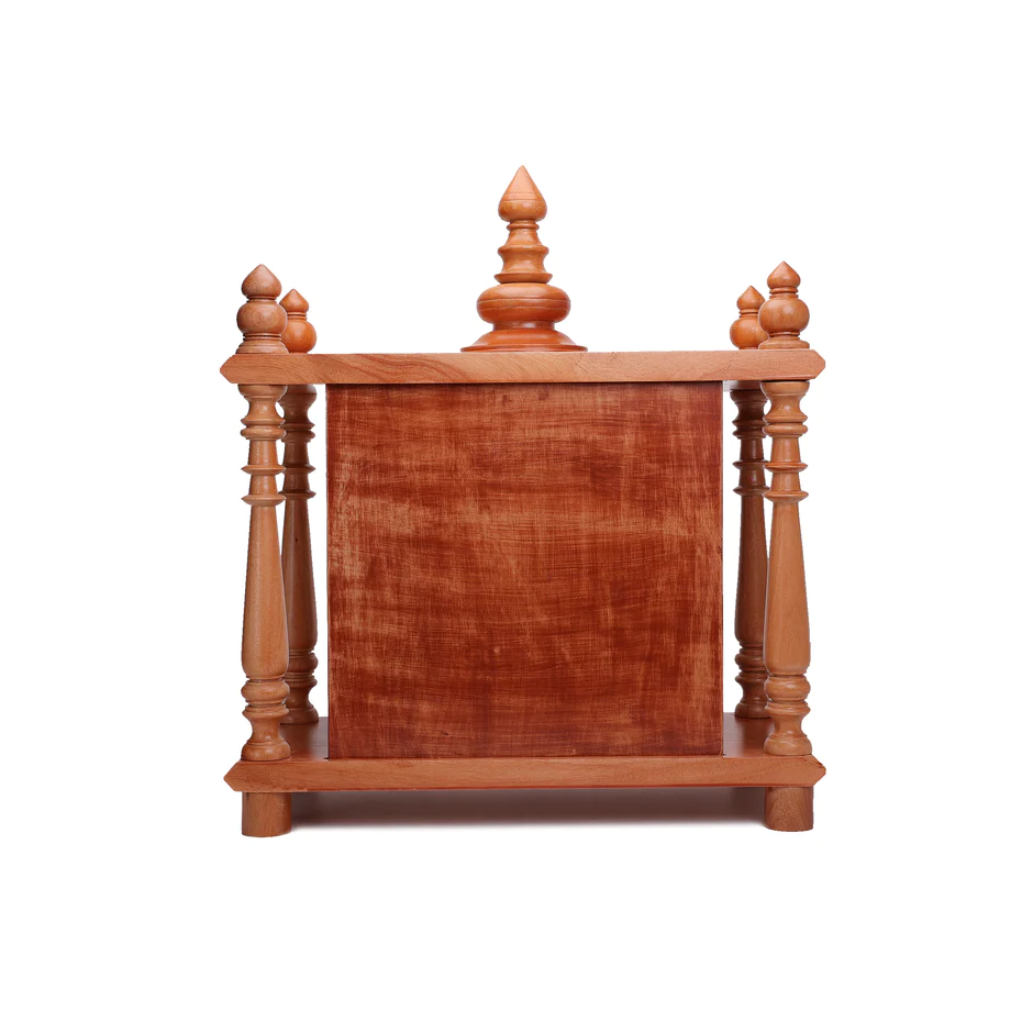 Demiwall Mango Wood Pooja Mandir | Temples for Puja Room In Natural Finish & Provincial Teak