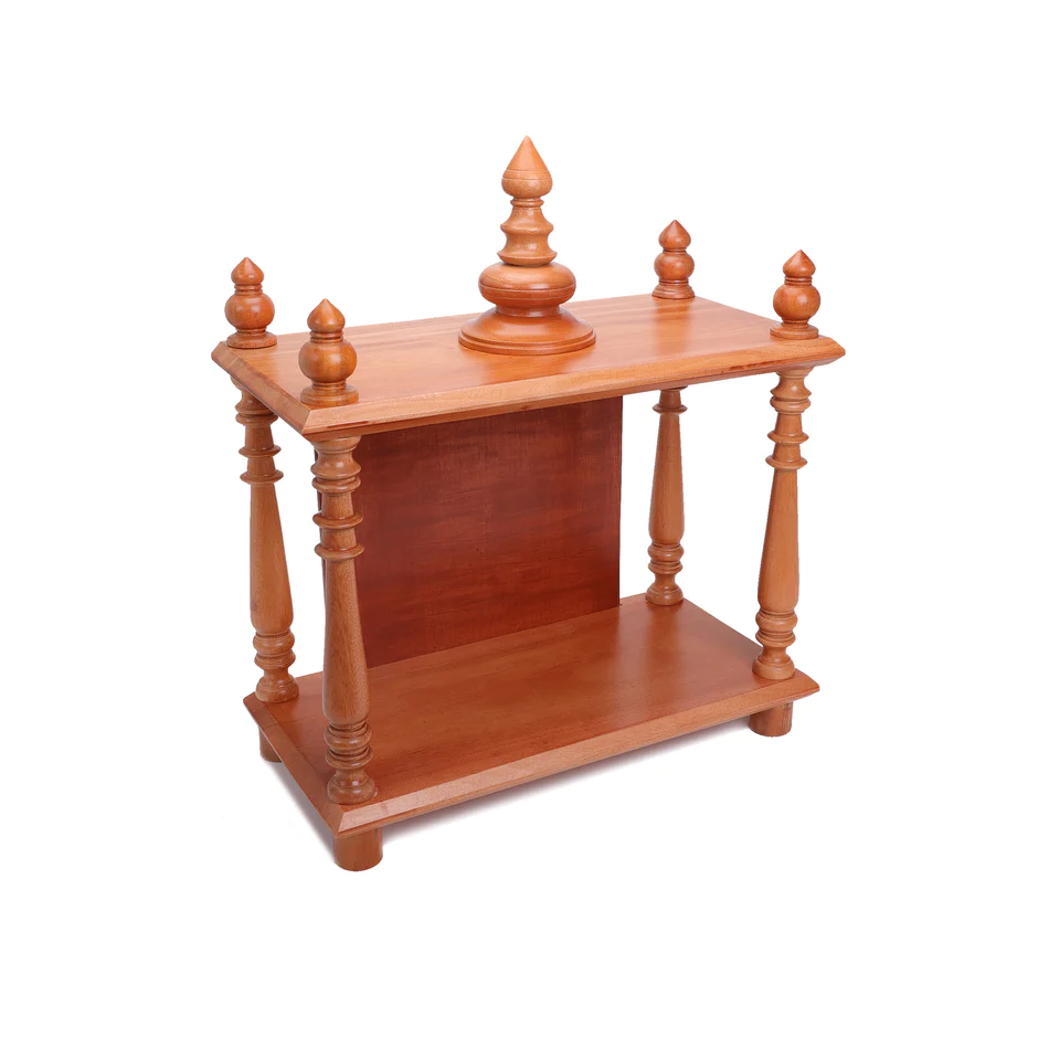 Demiwall Mango Wood Pooja Mandir | Temples for Puja Room In Natural Finish & Provincial Teak