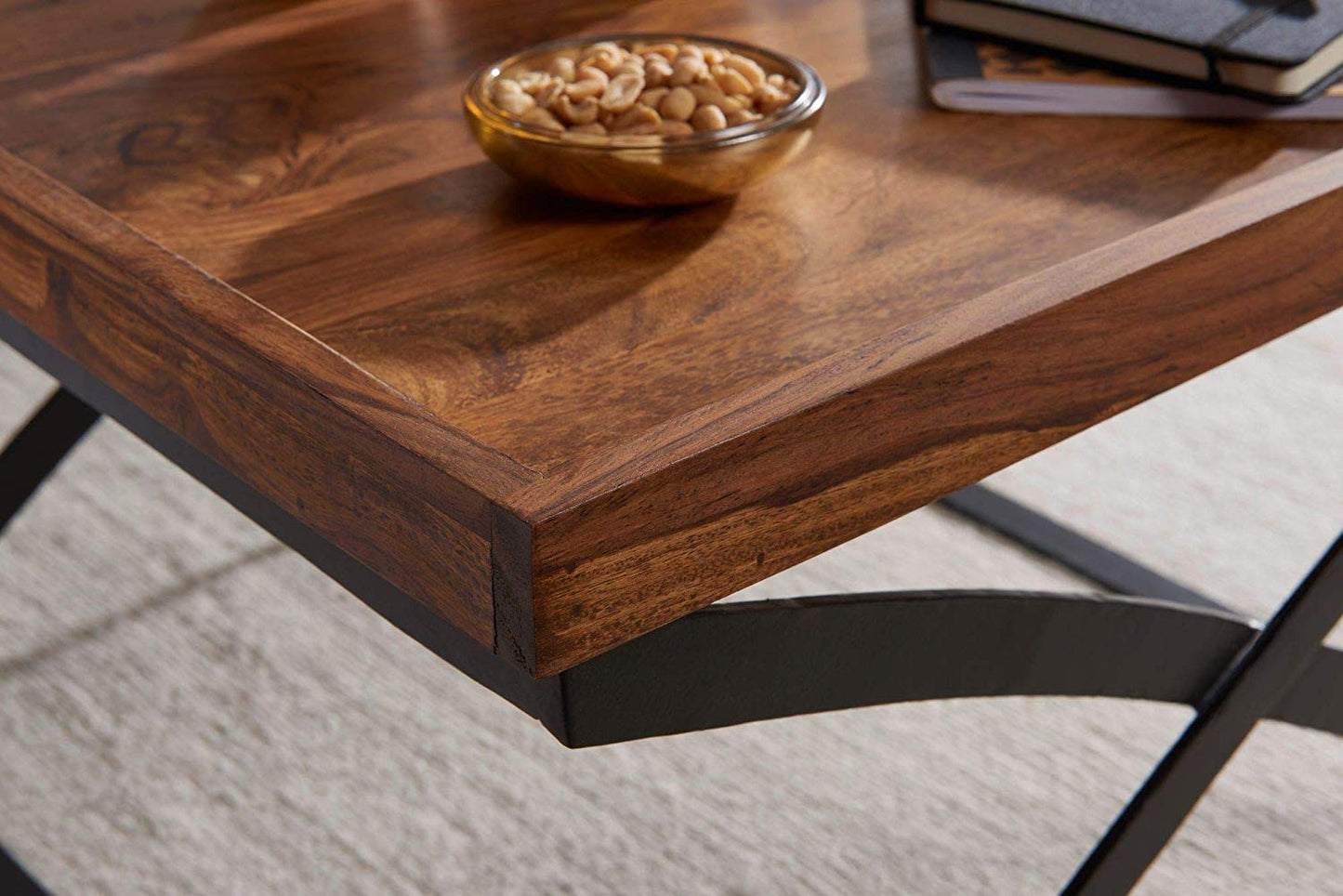 Elex Solid Wood End Table In Honey Oak Finish For Living Room Furniture.