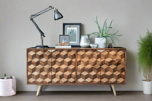 Leon Solid Wood Sideboard In Natural Finish For Living Room Furniture