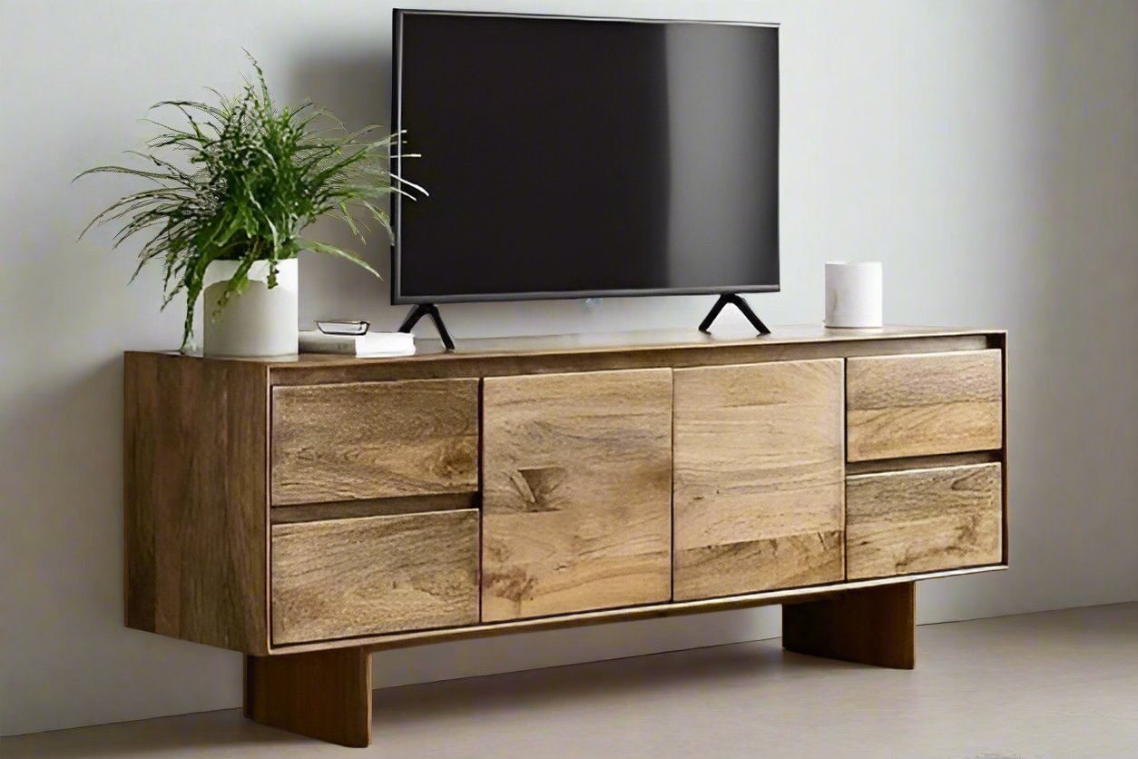 Marudhar Solid Wood Sideboard In Natural Finish For Living Room