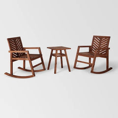 Haines Solid Wood Garden Furniture Set 2 Chair & One Bench In Natural Finish For Garden Furniture