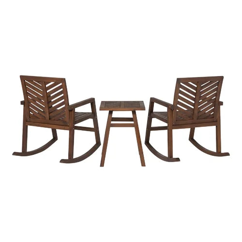 Haines Solid Wood Garden Furniture Set 2 Chair & One Bench In Natural Finish For Garden Furniture