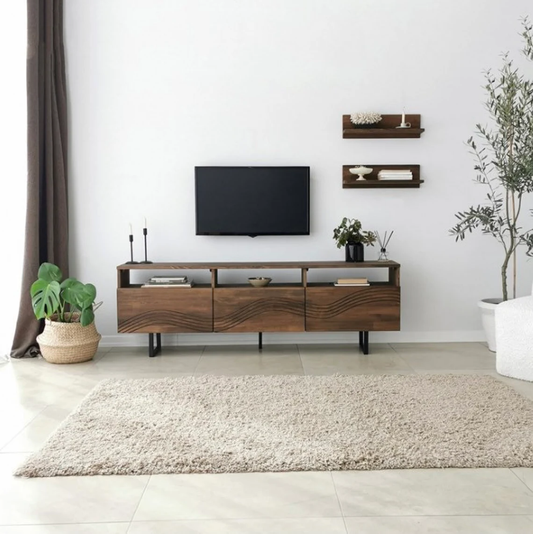 Avian Solid Wood Tv-Unit In Natural Finish For Living Room Furniture
