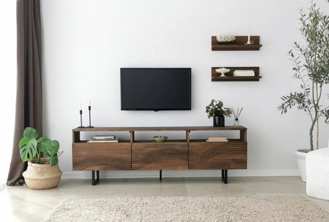 Avian Solid Wood Tv-Unit In Natural Finish For Living Room Furniture