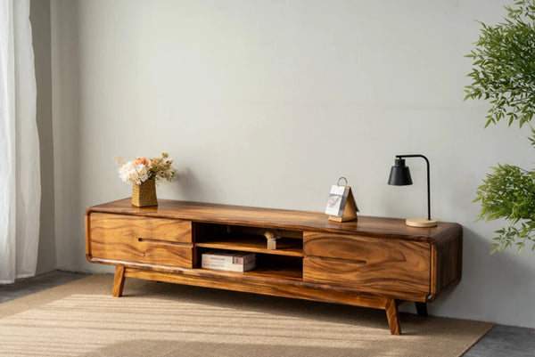 Eon Solid Wood Tv-Unit In Natural Finish For Living Room Furniture