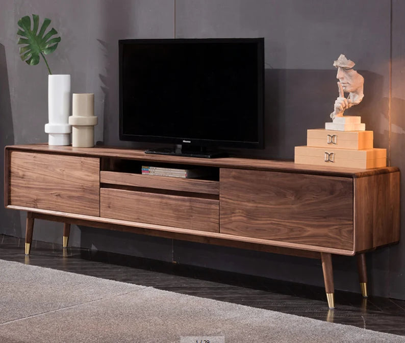 Solid Wood Tv-Unit 2 Door 2 Drawers & One Shelf In Provincial Teak Finish For Living Room Furniture