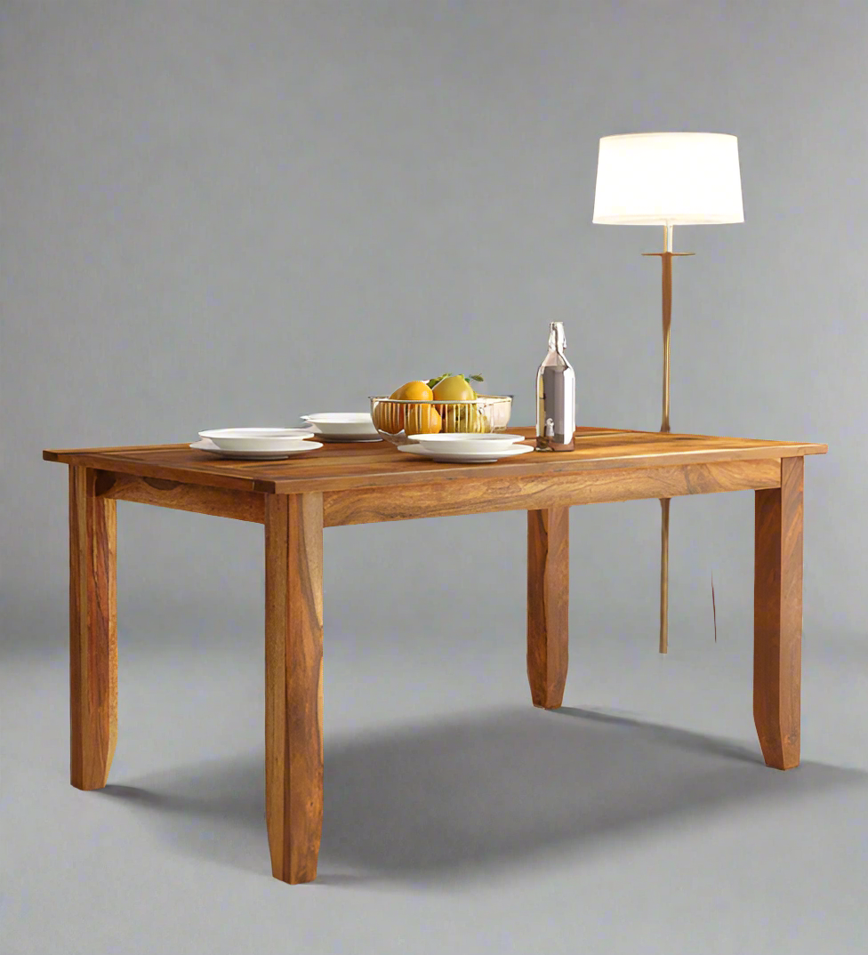 Kia Solid Wood 6 Seater Dining Table In Rustic Teak Finish For  Dining Room Furniture