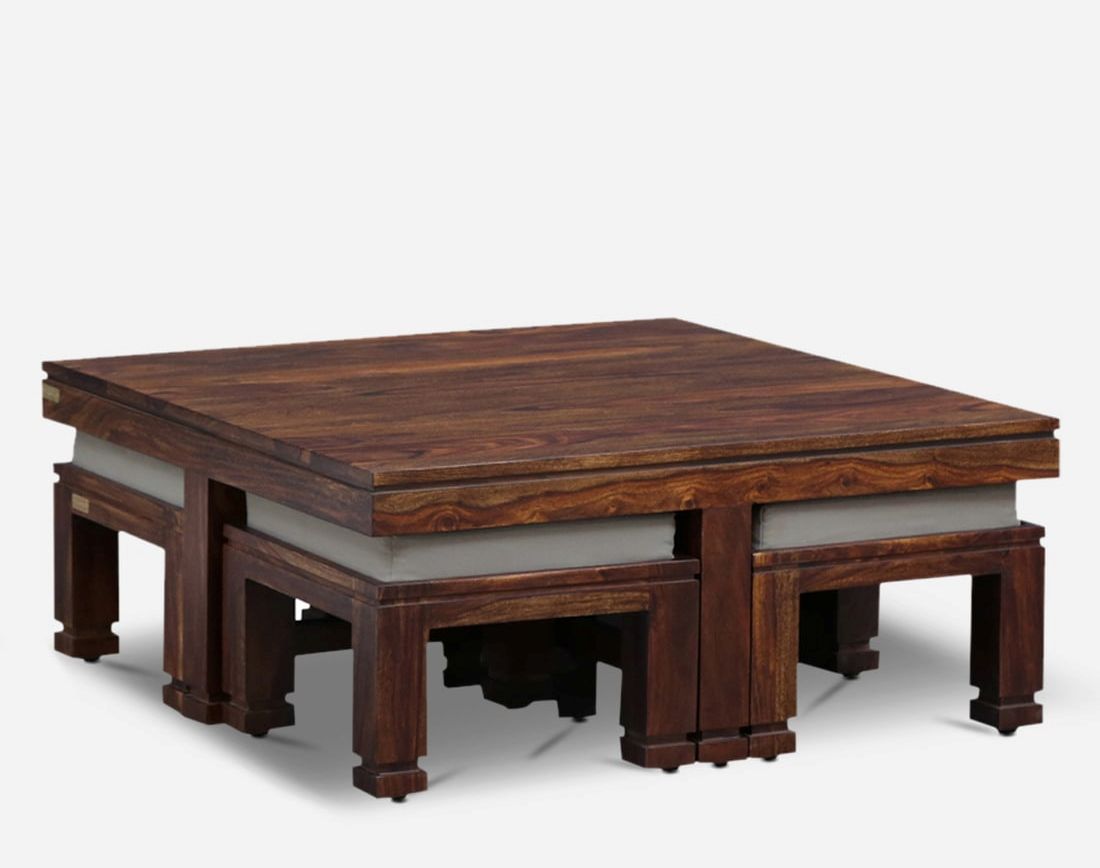 Sagar Solid Sheesham Wood Four Stool Coffee Table