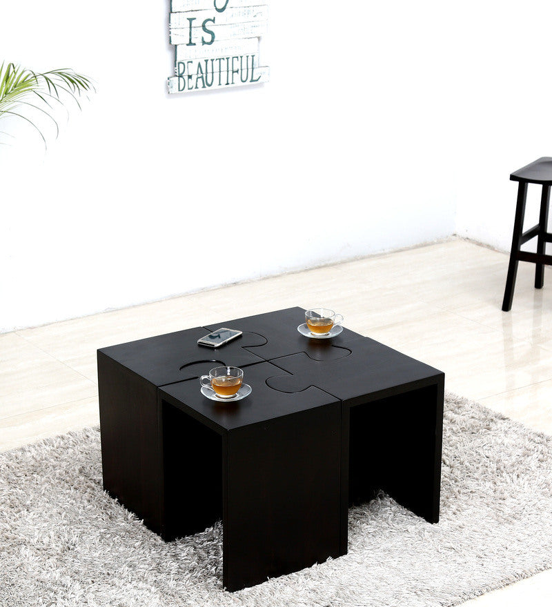 Alex Solid Mango Wood Coffee Table In Z-Black Finish