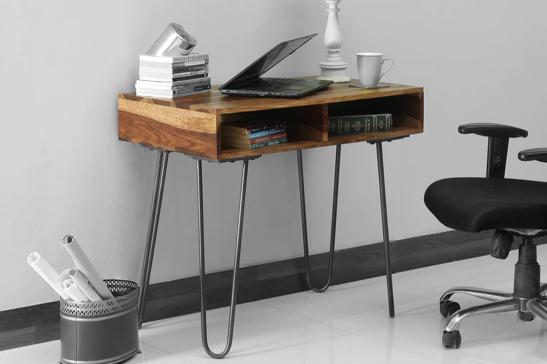 Ritx Sheesham Wood Study Table In Rustic Teak Finish For Study Room Furniture