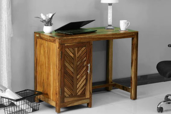 Ritx Solid Wood Study Table In Rustic Teak Finish For Study Room Furniture